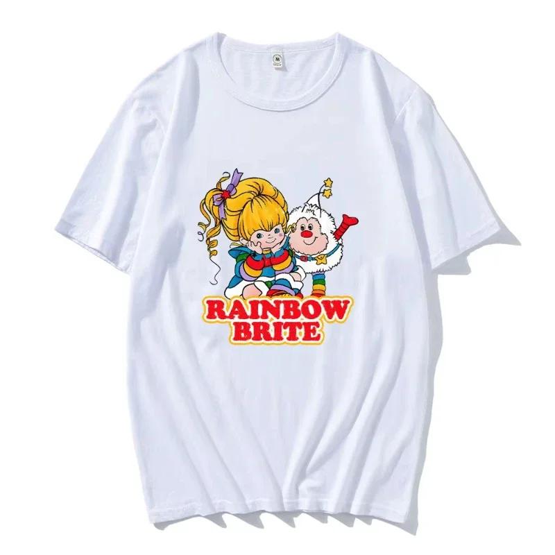 Rainbow Brite Tshirts Cartoon Print Cute Vintage Teeshirt For SpringSummer Pure Cotton Round Neck Unisex Tshirt Camisetas Tops