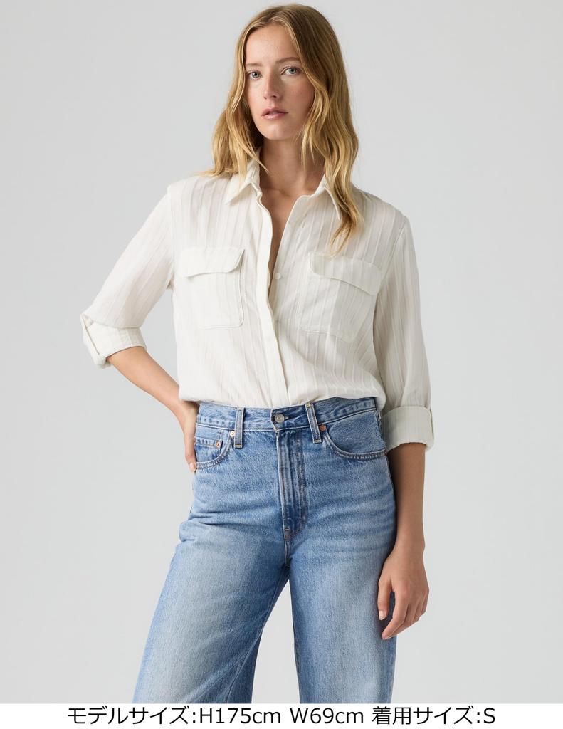 Levi's ELAINE Utility Military Patch Pocket Shirt Women's US M 005NJ-0018