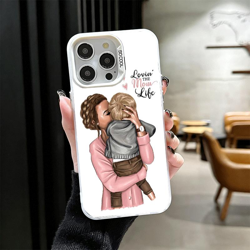 Мягкий чехол для телефона 'Мама и ребенок' для iPhone 15 16 17 Pro Max 17Air 16E 14 Plus 13 12 Mini Ударопрочный чехол Задняя крышка
