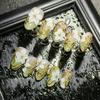 Шампанское Градиент 3D Цветок Золотая Фольга Кошачий Глаз Наклейки для Ногтей