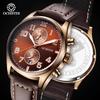 Multifunctional Chronograph Men Watch Luminous Hands Calendar Display Leather Strap Analog Quartz Wrist Watches
