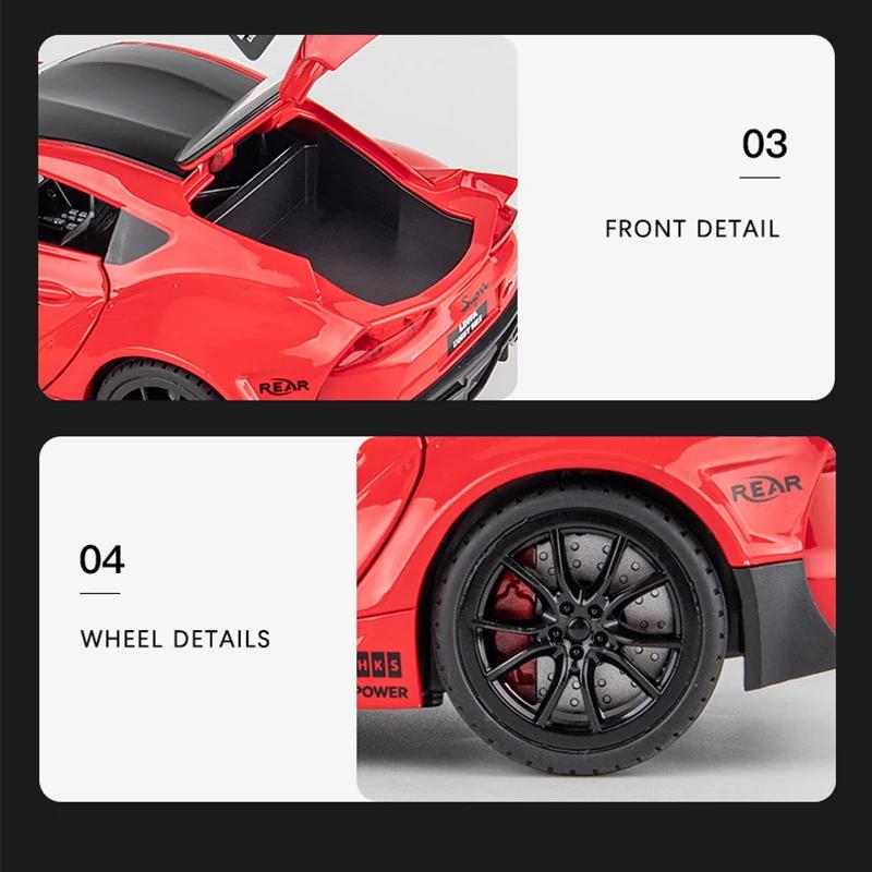 1/22 Diecast Alloy Model Car Miniature Toyota Supra Racing Metal Sportcar Metal Collected for Children Kids Gifts Hottoys Toy for Boys