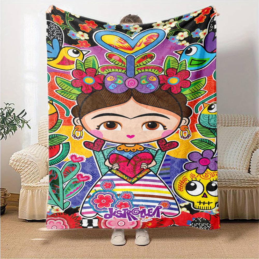 Distroller Print Flannel Blanket High Quality Warm Comfortable Cover for All Seasons Perfect for Gifts Home Decor