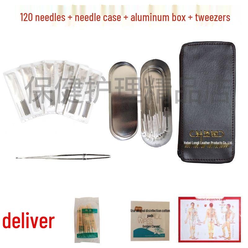 Набор для иглоукалывания из чистого серебра: 30/60 многоразовых штук, алюминиевая коробка на 200 штук