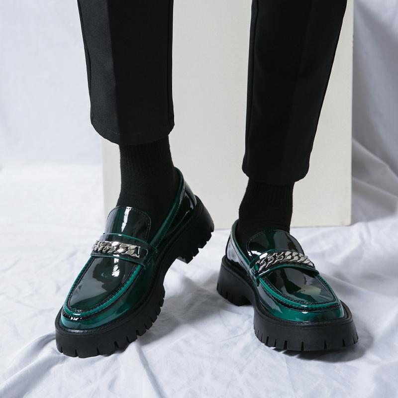 Мужские кожаные туфли с широким носком, повседневная обувь для мужчин, туфли-лоферы, высококачественные туфли с толстой подошвой, увеличивающие рост, свадебные туфли