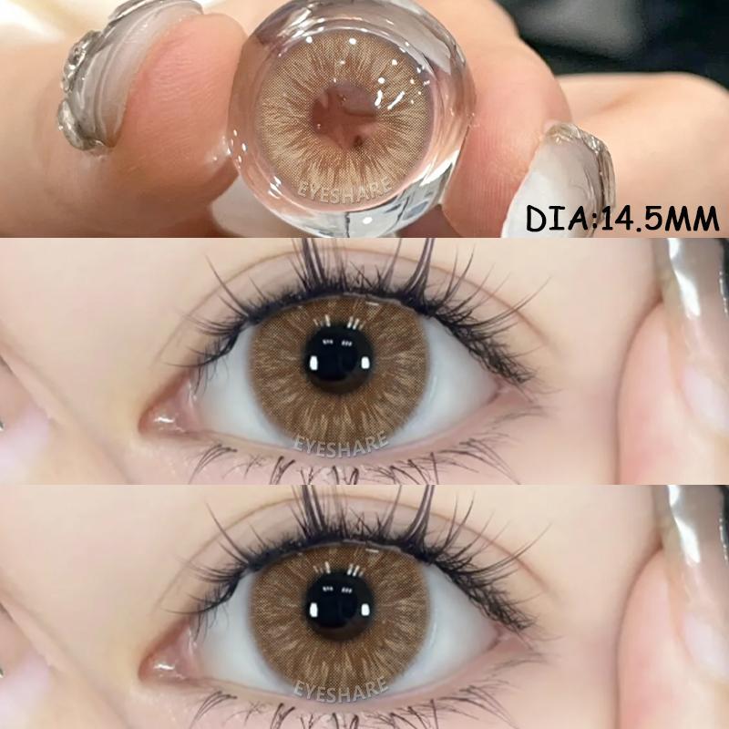 EYESHARE 2Pcs Natural Brown Contact Lenses Yearly Contact New Korean Cosmetics Beauty Blue Eyes Makeup Pupils