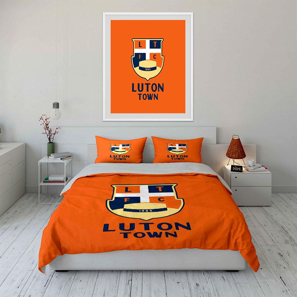 Luton Town FC Shield Design Bedding Duvet Cover Set Duvet Cover Pillowcases (1*Duvet Cover 2*Pillowcases, without duvet insert)