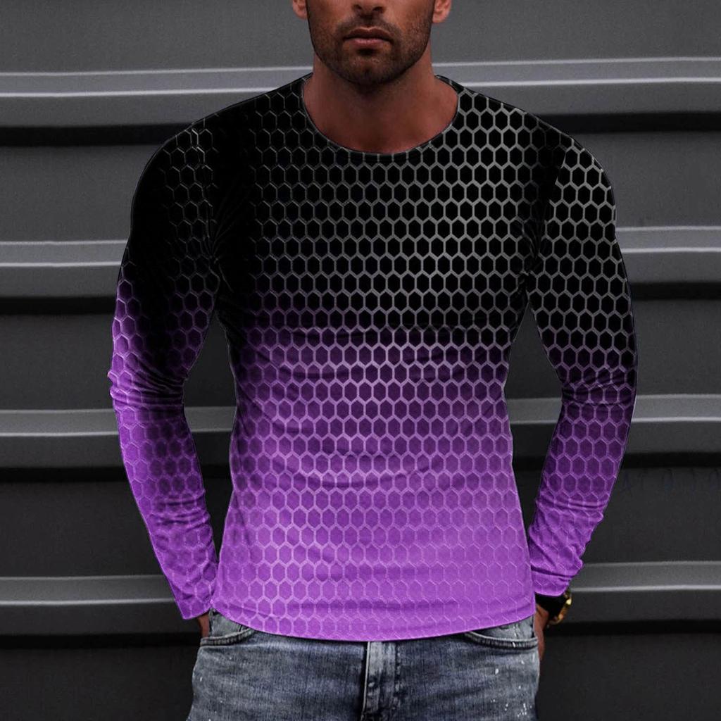 Муж. Футболка Круглый вырез Одежда Одежда На открытом воздухе Длинный рукав С принтом Модельер Винтаж