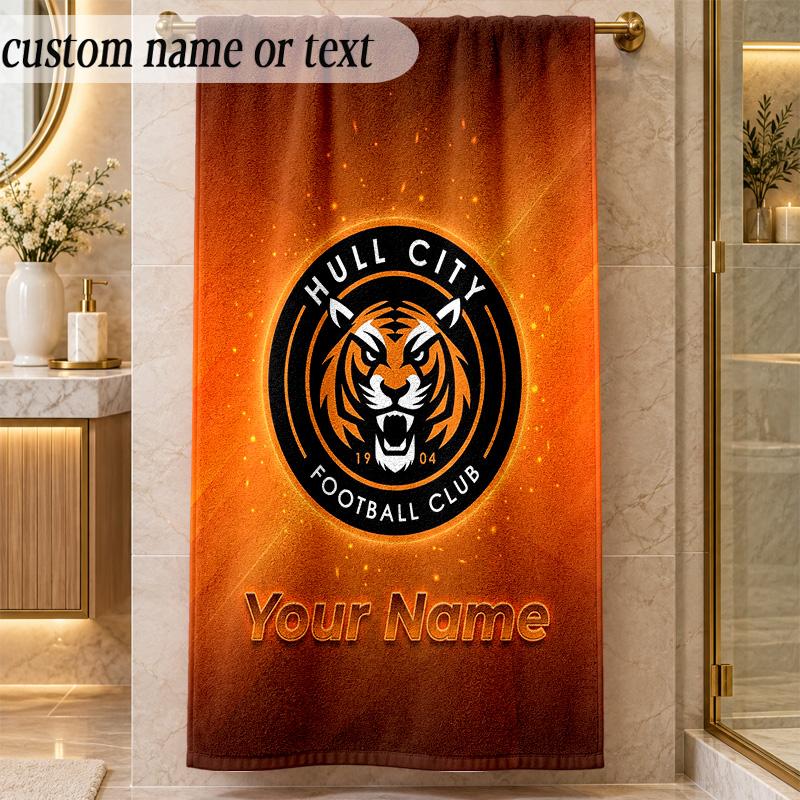Beach TowelHull City Custom Name Text Personalized Soft Towel for Beach Pool Indoor Home Decor Gift