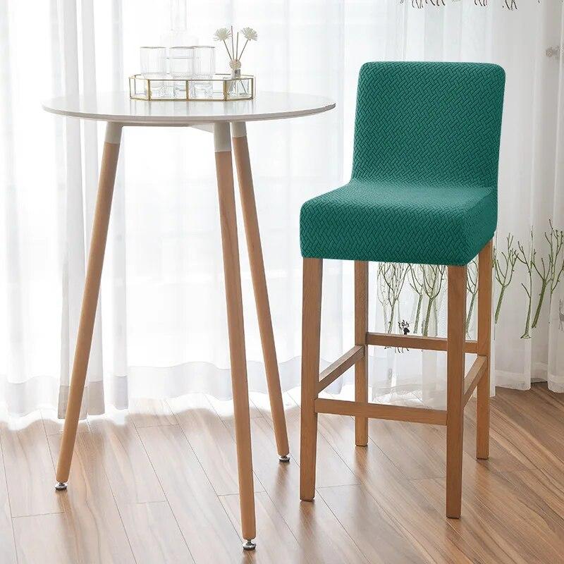 Чехлы на стулья для барного стула в отеле, жаккардовые чехлы на стулья с короткой спинкой для столовой, банкета, кухни, эластичный чехол из спандекса