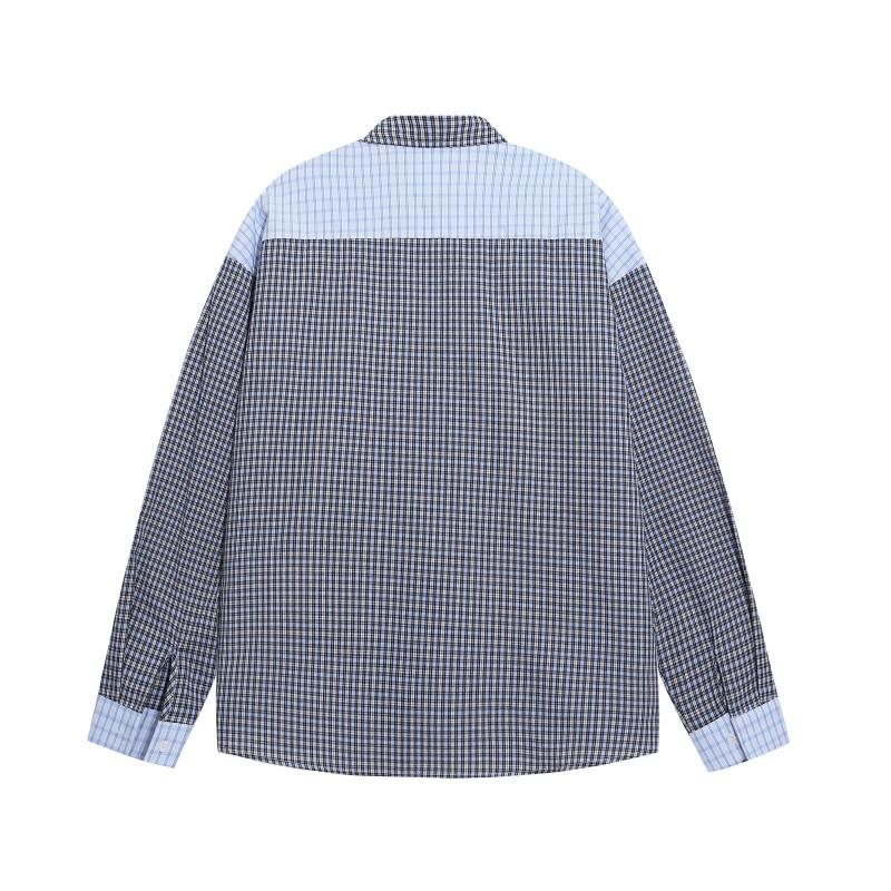 American Vintage Plaid Shirt Cute Dog Embroidery Long Sleeve Loose Casual Top Men Women