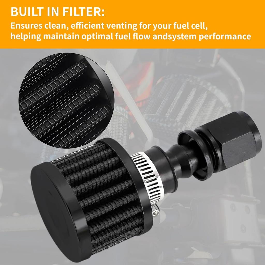 15Mm Fuel Cell Breather/Vent Air Filter 10AN Female Fitting Kit
