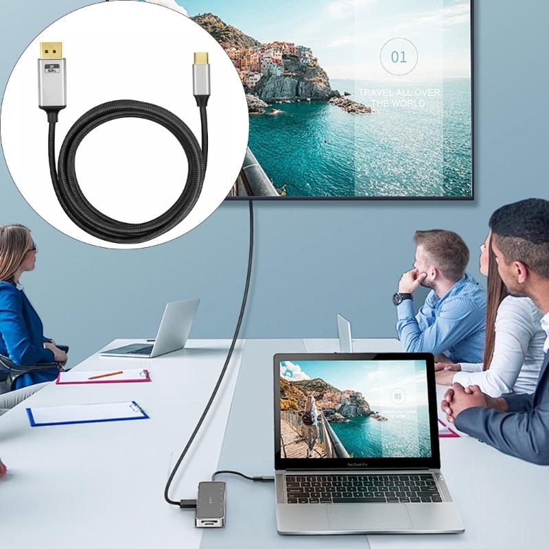 Кабель USB C к видео 8K60 Гц 4K144 Гц с глубиной цвета 12 бит для визуализации высокой четкости