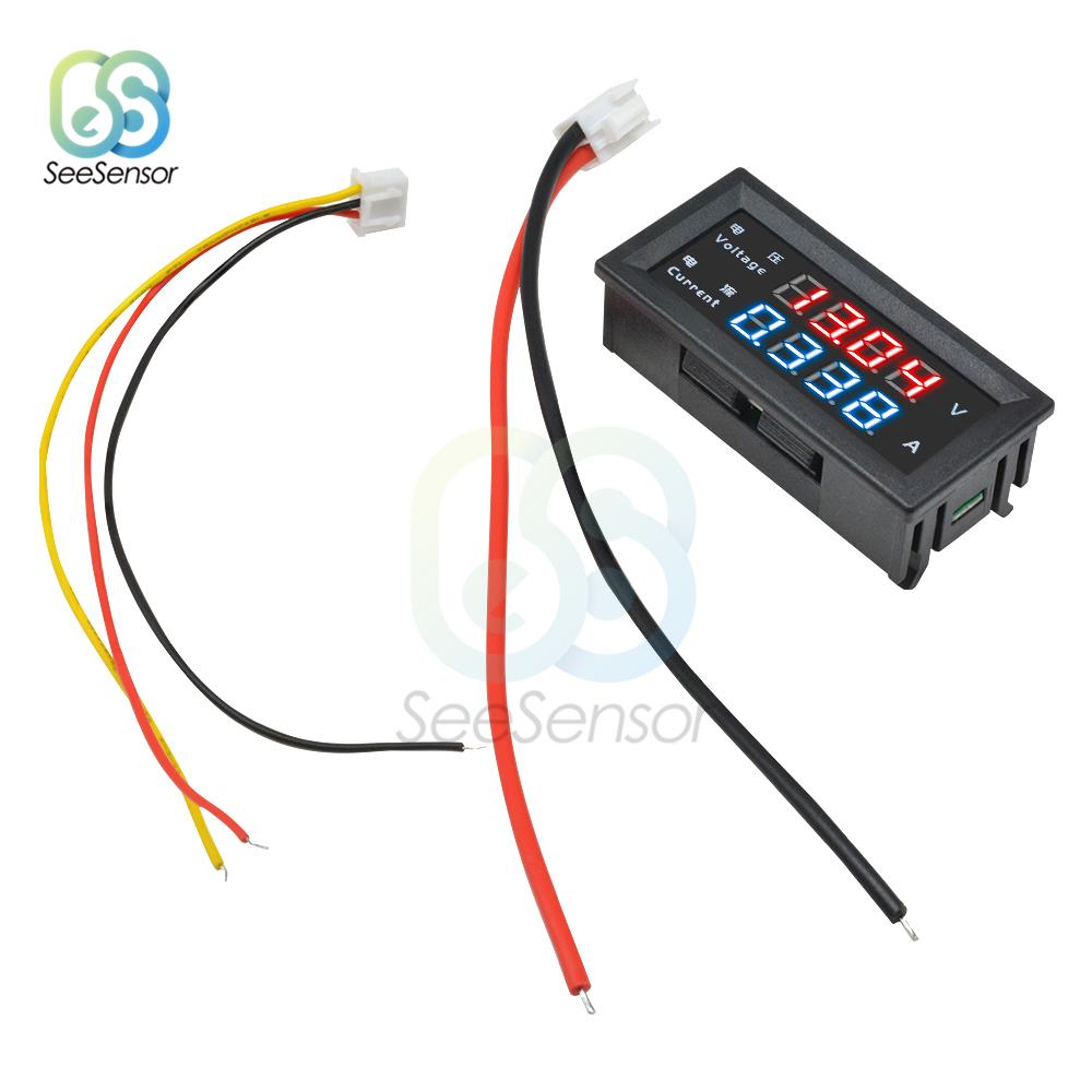0.28" Dual LED Display 4-digit Mini Digital Voltmeter Ammeter Amp Volt Voltage Current Meter Tester Detector DC 200V 100V 10A