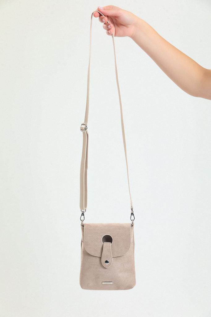 Женская стильная и полезная сумка на плечо Бежевая замшевая сумка для телефона с перекрестным ремешком