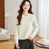 Women's Thick 100% Wool Cable-Knit Sweater