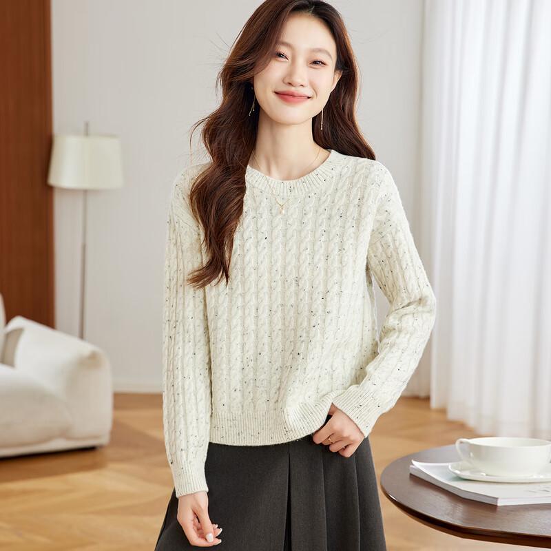 Women's Thick 100% Wool Cable-Knit Sweater