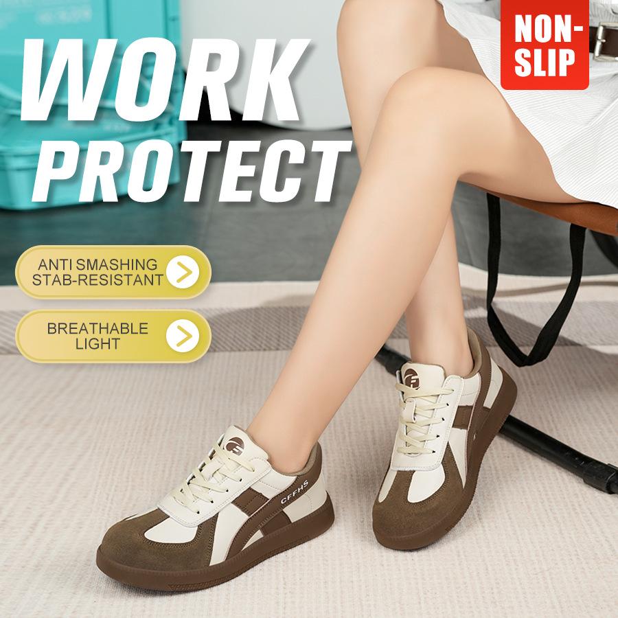 Женские легкие защитные кроссовки со стальным подноском: Удобная, нескользящая и устойчивая к проколам рабочая обувь.