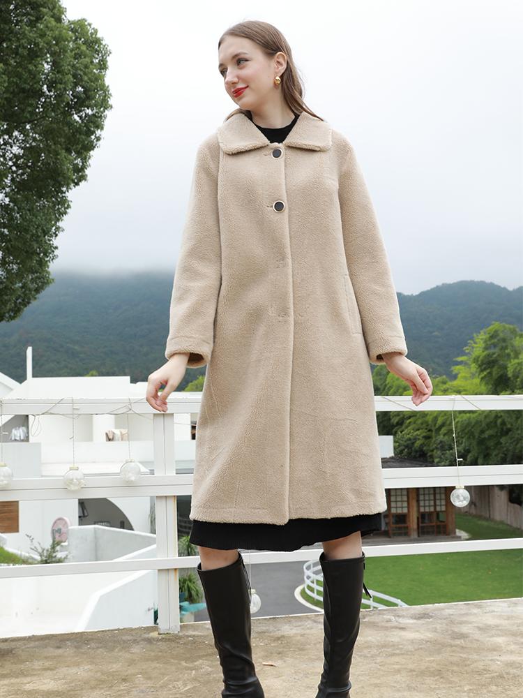 Женская одежда из зернистой плюшевой шерсти, осенне-зимнее теплое пальто из высококачественного искусственного меха