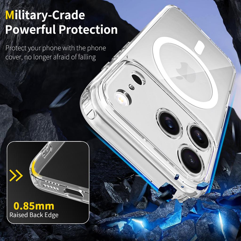 For IPhone 17 Mobile Phone Case Transparent Magnetic Suction for IPhone 16e Anti-fall Upgraded Lens Precision Hole 15promax Protective Case