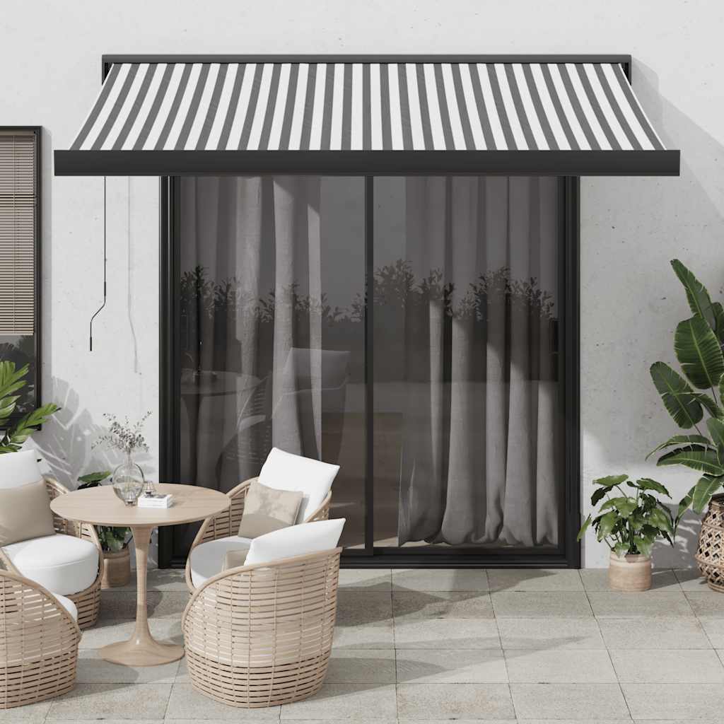 Retractable Awning Anthracite & White 3.5x2.5 m Fabric & Aluminum