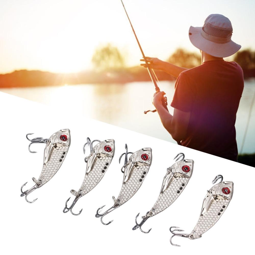 5PCS Metal Fishing Blade Lure VIB Spinner Spoon Lures Durable Fishing Lures For Walleye
