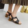FOREADA Summer Sandals Women Shoes Buckle Thick High Heels Party Shoes Fashion Open Toe Sandals Lady Yellow 2020 Plus Size 34-43