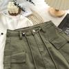 Женская летняя юбка с карманами, уличная одежда, однотонная однотонная повседневная одежда с высокой талией, винтажная женская мини-юбка трапециевидной формы, женская одежда