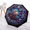 Futuristic Fish Glass pattern umbrella, portable and foldable design, 8 ribs, a casual accessory for Halloween, Christmas, and birthday gifts.