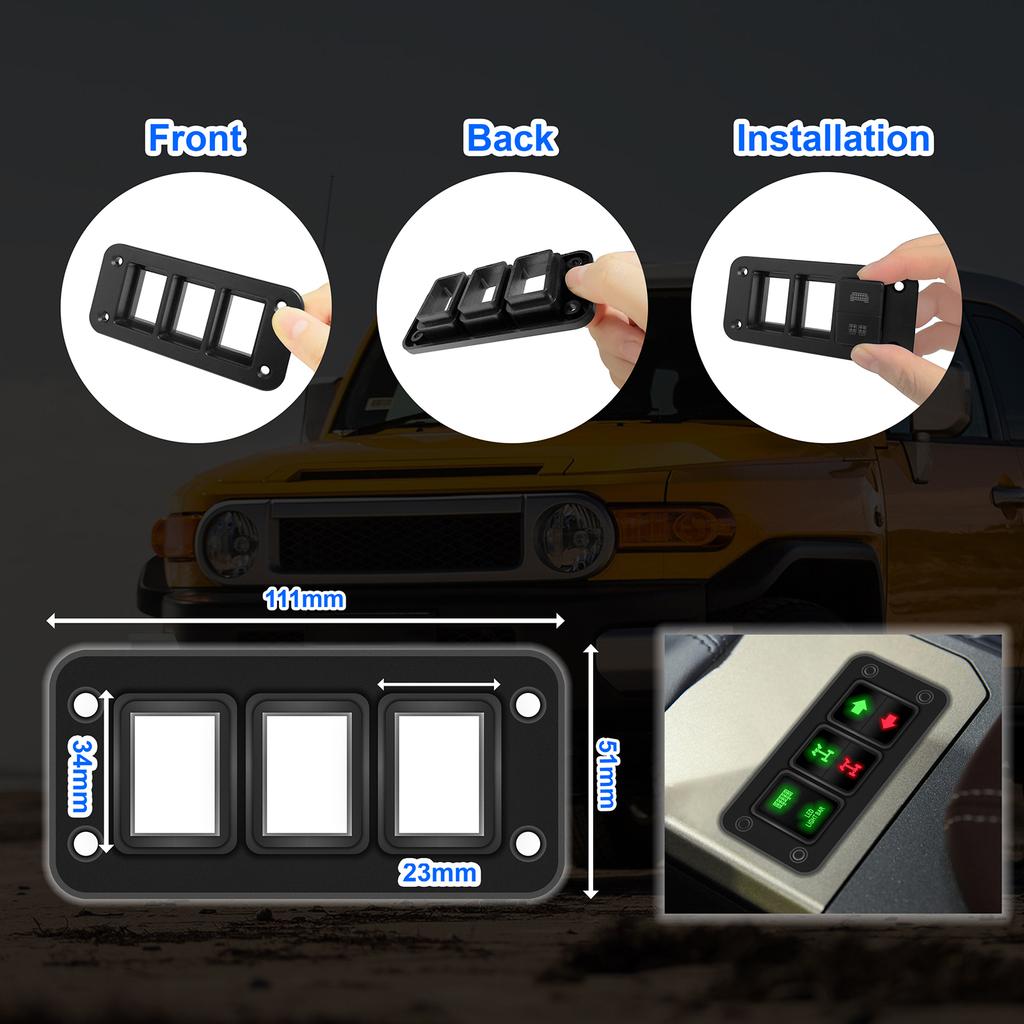 2 / 3 / 4 Gang Push Switch Panel Black Plastic Holder Housing for Toyota LandCruiser 4Runner Prado Hilux Hiace Relays 5