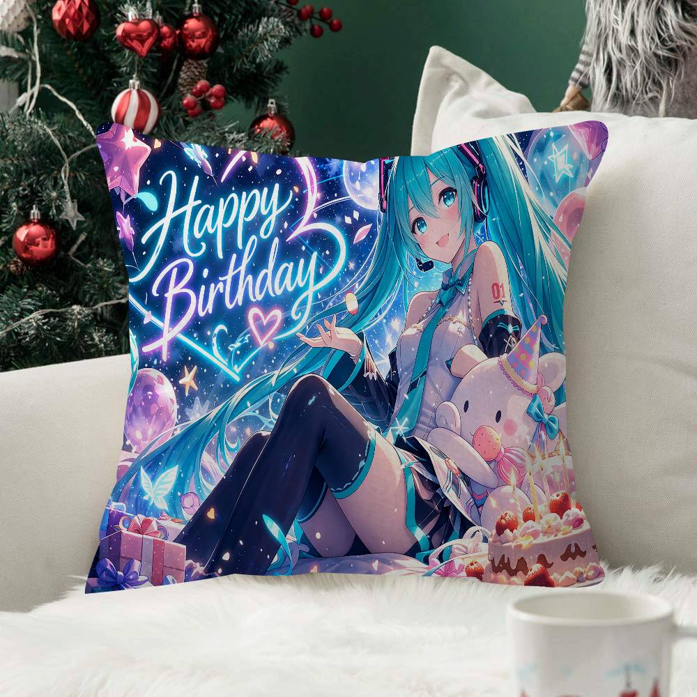 Anime Hatsune Miku Cushion Cover Inches Farmhouse Decor Home Throw Pillow Covers For Couch Decorations