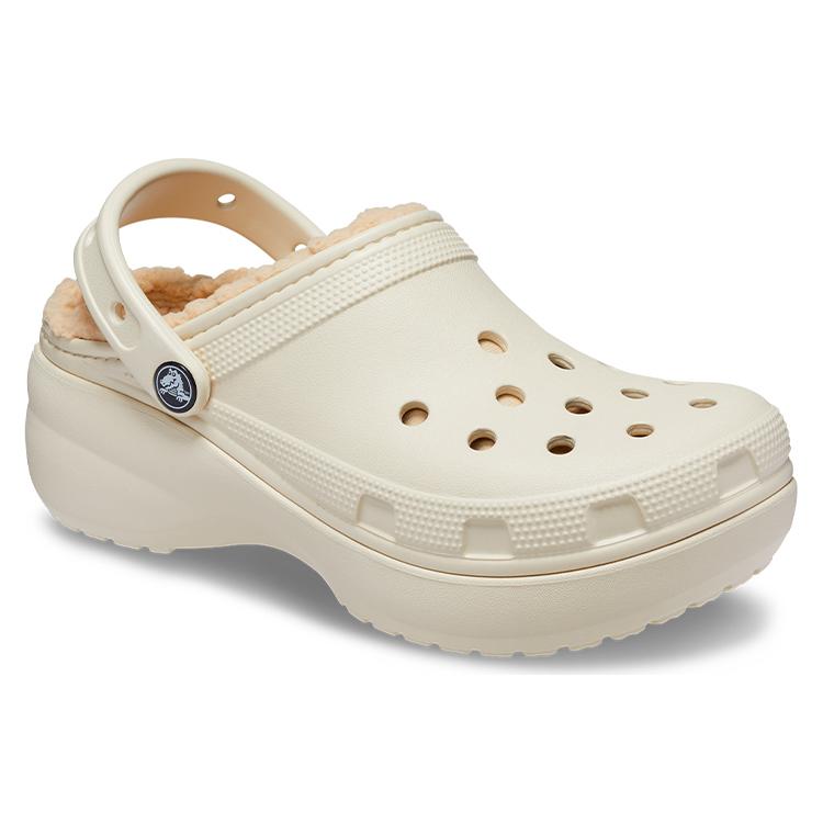 Crocs Классический закрытый сабо на платформе с подкладкой 'Костяной' Женский 207938-2Y2