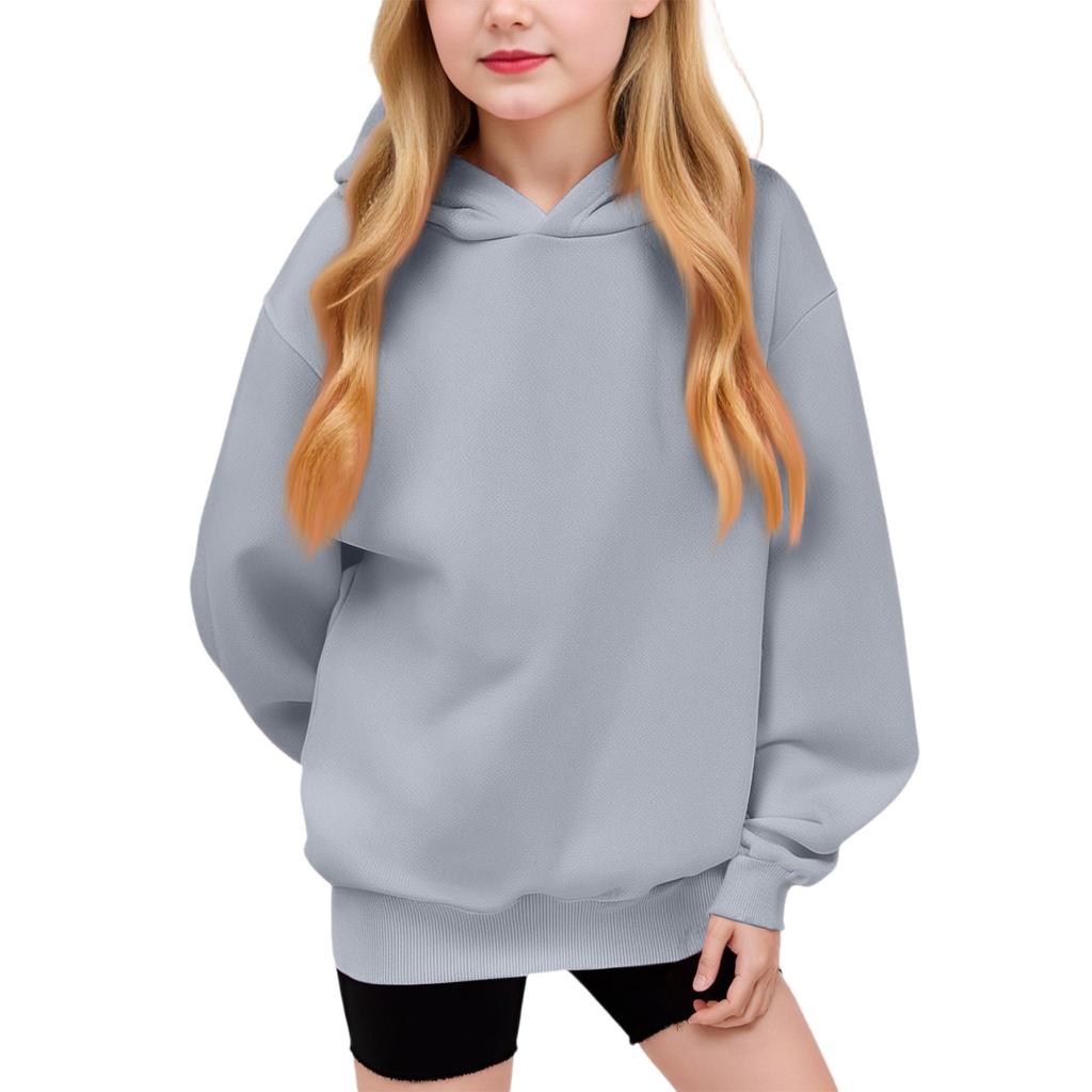 Winter Boy And Girls Solid Color Long Sleeved Hooded Sweatshirt Tops