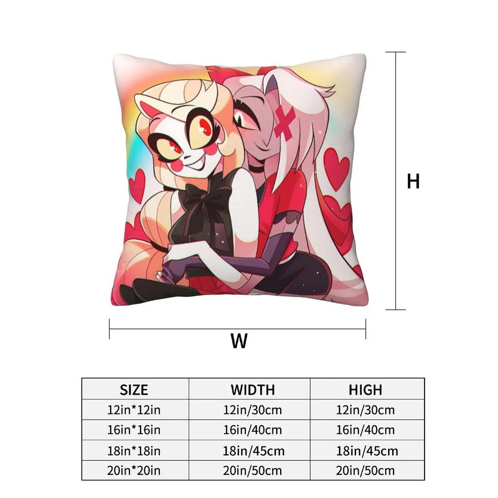 Charlie And Vaggie Valentines Hazbin Hotels 2 Pcs Square Pillowcase Pillow Cover Cushion Decor Comfort Throw Pillow For Home
