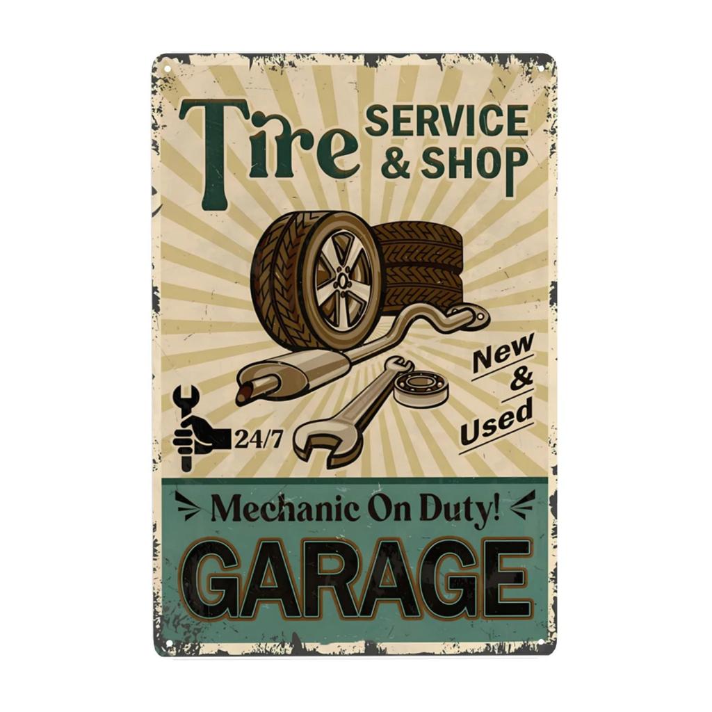 1pc, Full Service Garage Sign,Mechanic Car Service Parts Repairs Vintage Metal Signs for Cafe Bar Shop Wall Decor 8x12 Inch
