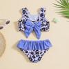 Leopard Print Girls' Butterfly Swimsuit Set
