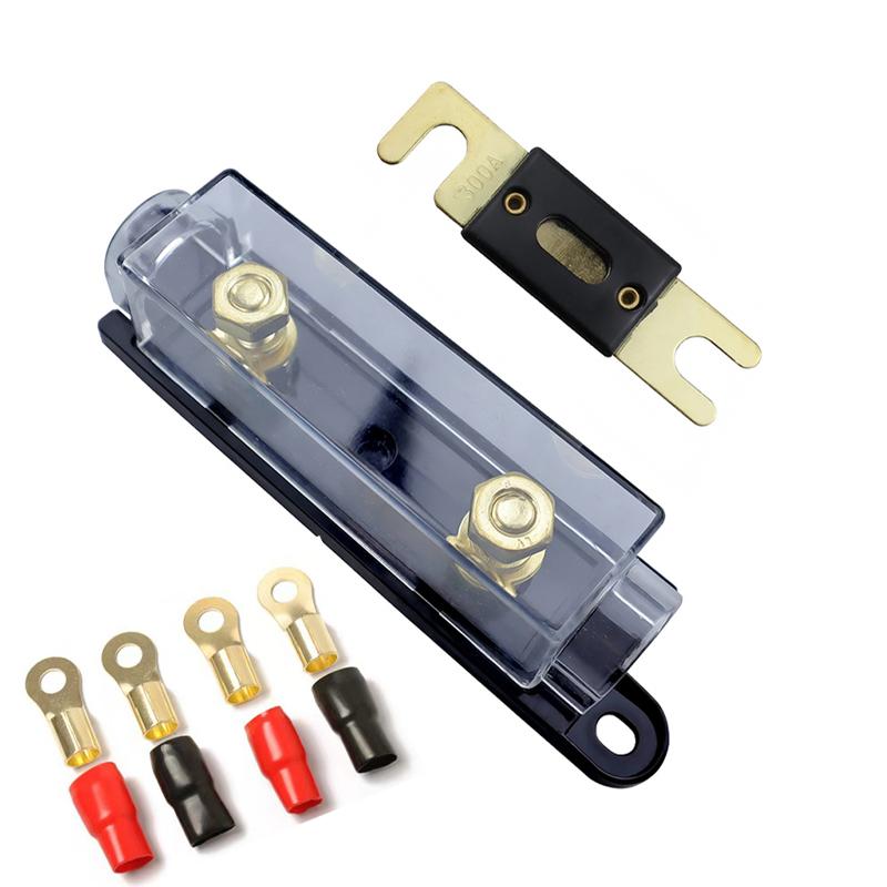 ANL Heavy Duty Fuse Holder 60-300A Fuse + 4pcs Copper Ring Terminals for Car Audio Solar Marine Vehicle Power Protection Fuses4