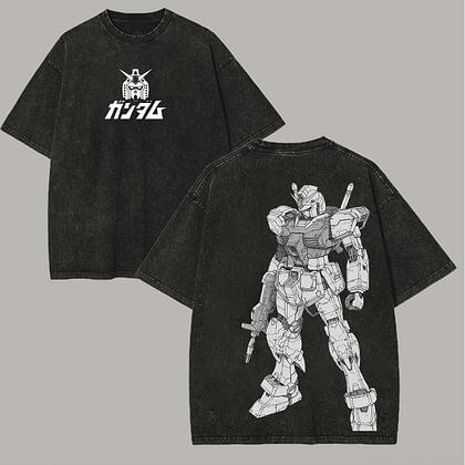 Любитель аниме Gundam Стиранная футболка Одежда на весь год Высокое качество Личность Одежда Большой размер Унисекс Новая модель Парная футболка