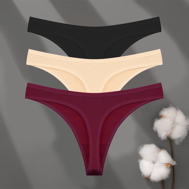 3Pcs/set Cotton Seamless Panties Comfort Underwear for Women Low Waist Breathable Thongs Sexy Solid Sport G-String Soft Lingerie