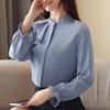 Весна 2025 г. Женская рабочая куртка-рубашка из шифона с оборками по краю - универсальный однотонный стиль