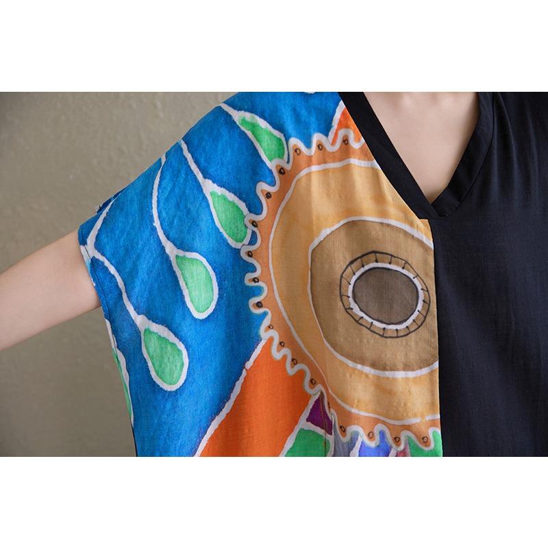 DIMANAF 2025 Летнее женское платье больших размеров Свободное платье с принтом Карманное элегантное базовое винтажное повседневное макси-платье