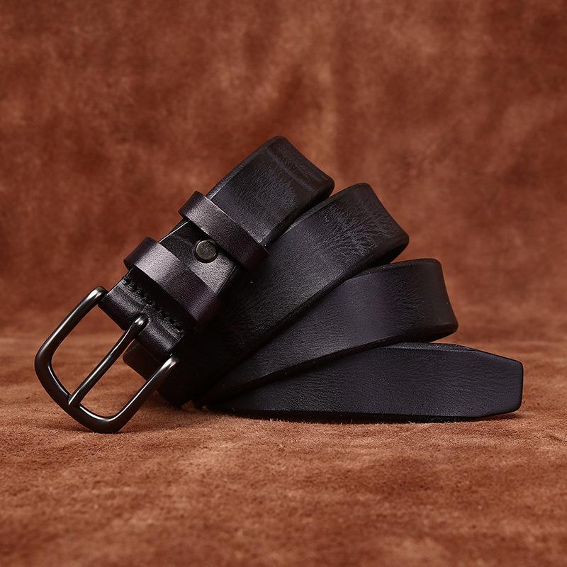 Женский кожаный ремень, модный кожаный ремень с тиснением в стиле ретро, ​​женский первый слой из воловьей кожи, повседневный джинсовый ремень с пряжкой