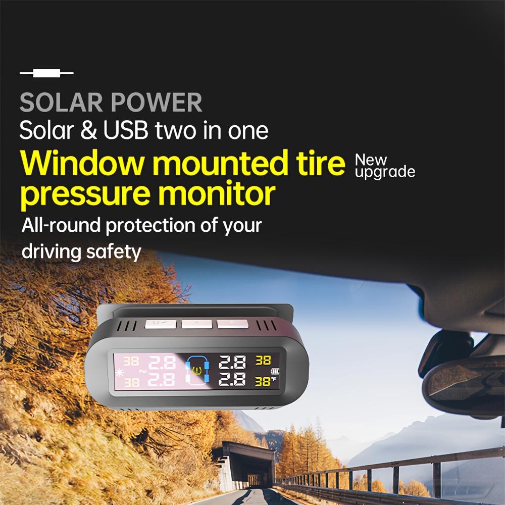 Solar Car TPMS with Digital Display and Real-Time Tire Pressure Alerts