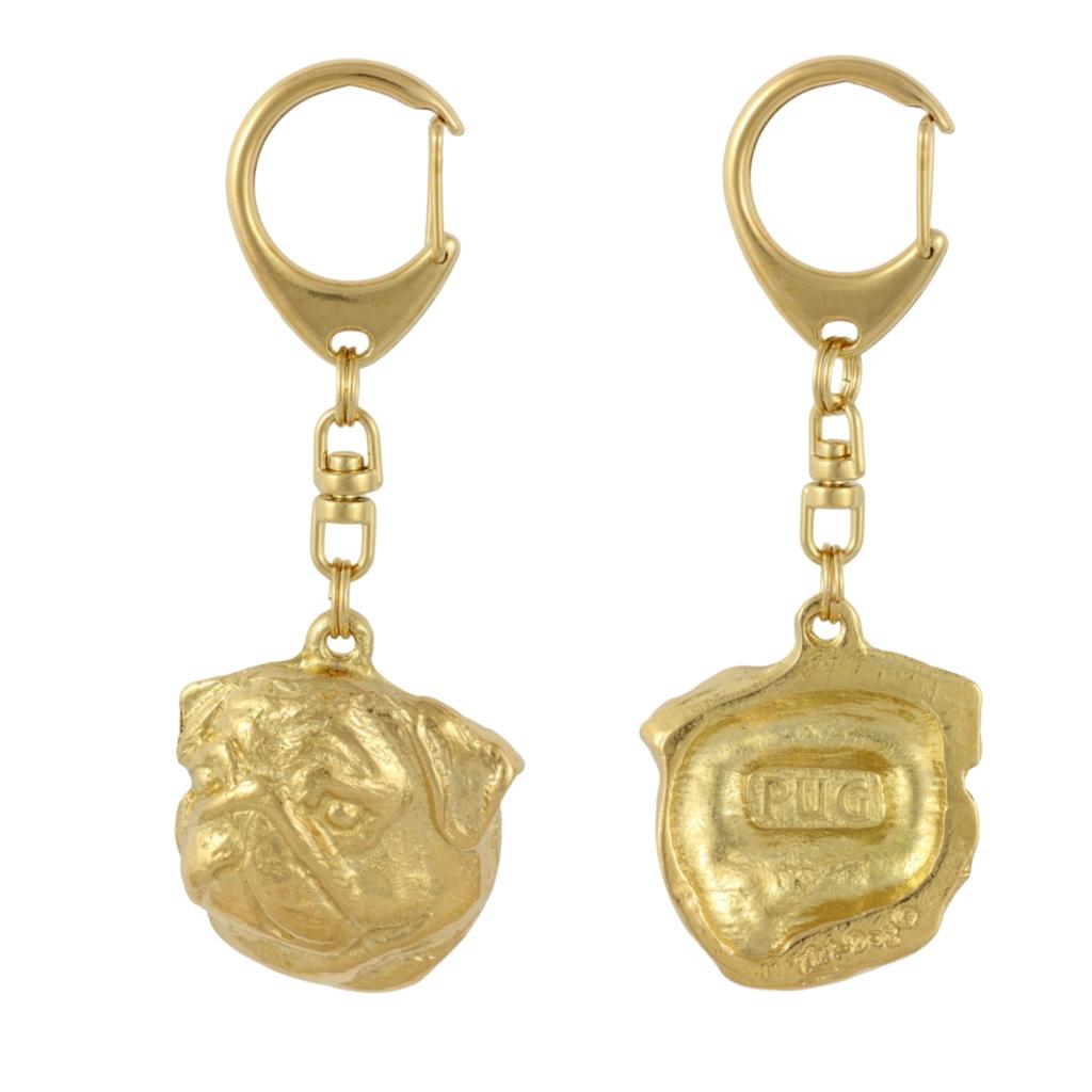 Pug II - Gilded Key Ring with Dog, Handbag Decoration, Luxury Accessory by Art-Dog Brand