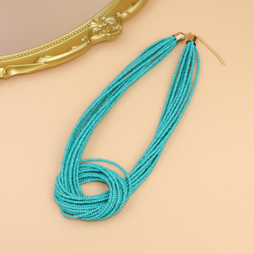 Bohemian Ethnic Style Multi-layer Color Blocked Rice Bead Necklace