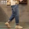 JEEP SPIRIT Мужские джинсы в американском ретро-стиле, вываренные, зауженные, свободного кроя
