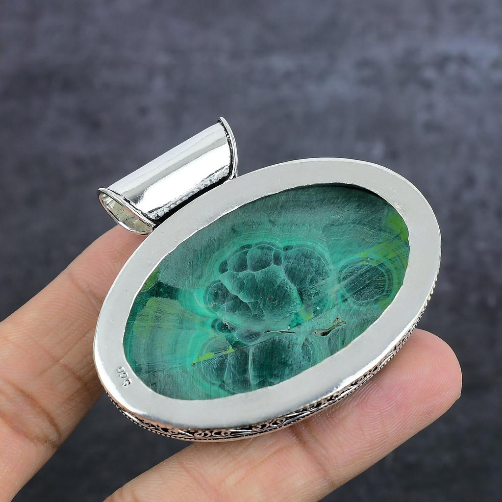 Подвеска из серебра 925 пробы с натуральным малахитом 2,01 дюйма l6N20