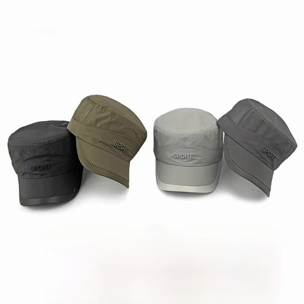 Adjustable Flat Top Cap Sun Protection Quick Drying Cap Retro Mesh Sun Hat  Sports Activities