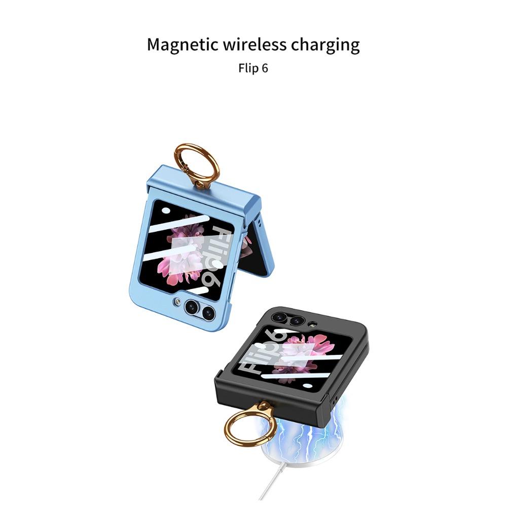 Ультратонкий жесткий защитный чехол для телефона на петлях из ПК для Samsung Galaxy Z Flip 6 5 4 3, чехол с кольцевым держателем, маленькая защитная пленка для экрана