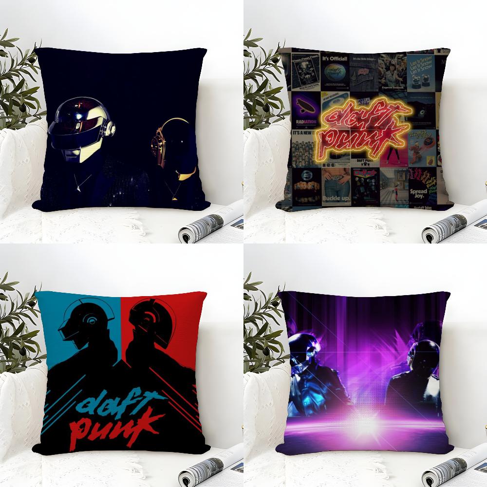 DDaft PPunk Helmet Super Cushion Cover Eco Linen Pillow Case DoubleSided Print Breathable Durable Zipper Home Decor Gift